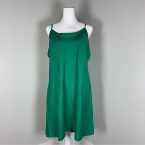 Nanette Lepore Satin Slip Dress Kelly Green Spaghetti Straps Lightweight size 14